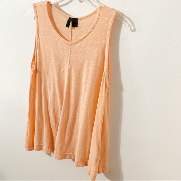 Left of Center Babydoll Sleeveless Rounded V-Neck Cotton Tunic Length Top Peach - Picture 2 of 8